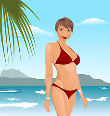 Image showing Pretty girl on the beach