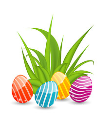 Image showing Easter background with traditional colorful eggs