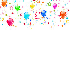 Image showing Set party balloons, confetti with space for text 