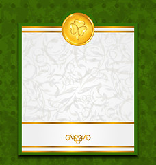 Image showing Celebration card with coin for St. Patrick's Day
