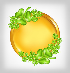 Image showing Golden coin with shamrocks. St. Patrick's day symbol
