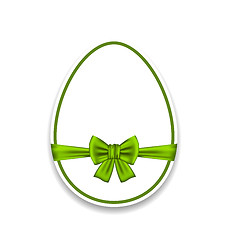 Image showing Easter egg wrapping green bow, isolated on white background