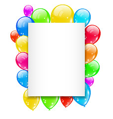 Image showing Birthday card with colorful balloons with space for text