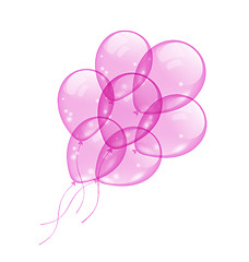 Image showing Flying pink balloons isolated on white background 