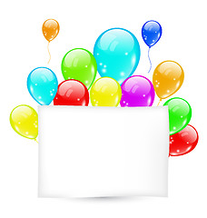 Image showing Birthday card with colorful balloons with space for text