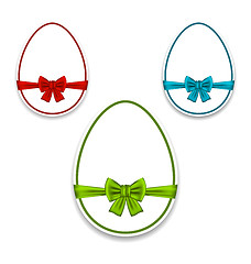 Image showing Easter set eggs wrapping colorful bows