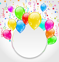 Image showing Birthday invitation with multicolored balloons and confett