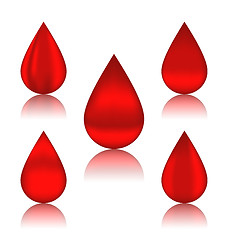 Image showing Set blood drops with reflections, different variation 