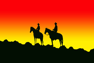 Image showing Cowboy silhouettes