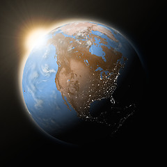 Image showing Sun over North America on planet Earth