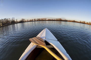 Image showing canoe bow and paddle 