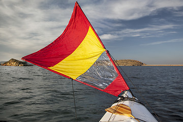 Image showing sailing canoe on a lake