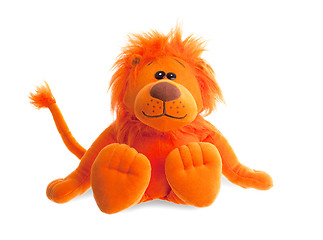 Image showing Stuffed animal lion sitting