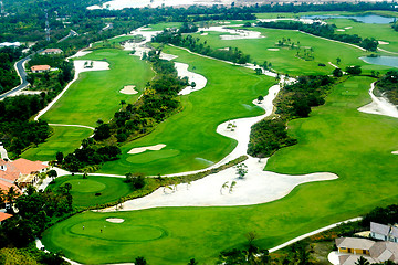 Image showing Elevevated view of golf course