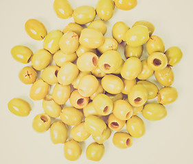 Image showing Retro look Green olives