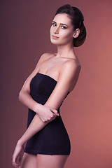 Image showing Fashion woman in black dress