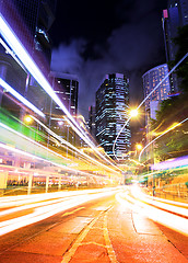 Image showing Hong Kong traffic trail at night