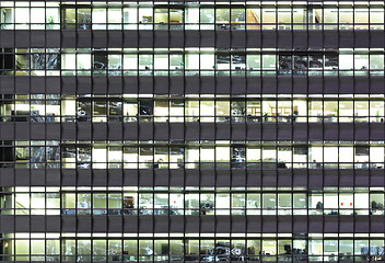 Image showing Exterior of modern building at night