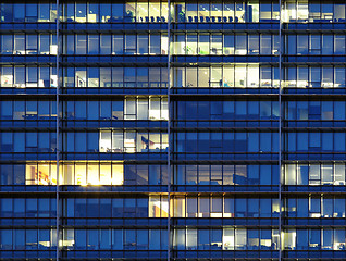 Image showing Exterior of office building at night