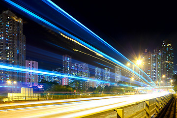 Image showing Traffic in city at night