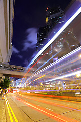 Image showing Busy traffic in Hong Kong at night