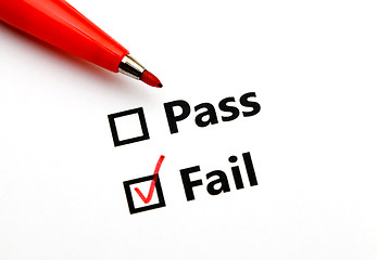 Image showing Pass or fail with red pen