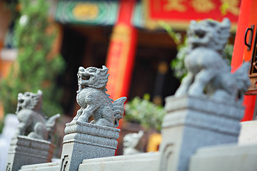 Image showing Lion statue in chinese temple