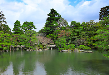 Image showing Japanese style garden and pond