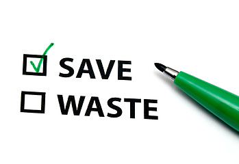 Image showing Save or waste