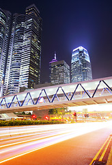 Image showing Hong Kong city with traffic trail