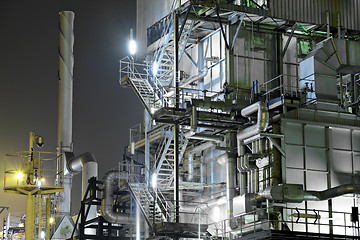 Image showing Industrial complex at night