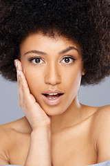 Image showing Beautiful surprised African American woman
