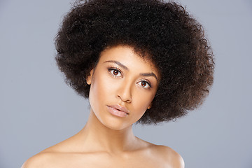 Image showing Beautiful serious young African American woman