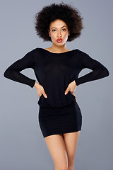 Image showing Sexy stylish African American woman in black