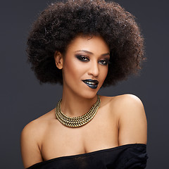 Image showing Beautiful glamorous Afro-American woman