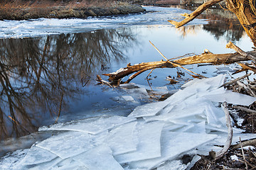 Image showing Poudre River with icy shores