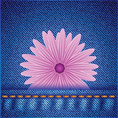Image showing flower on jeans background