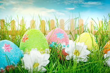 Image showing Decorated easter eggs