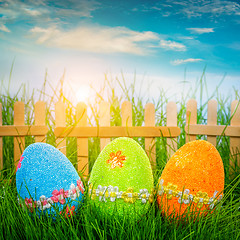 Image showing Decorated easter eggs