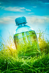 Image showing Water bottle on the grass