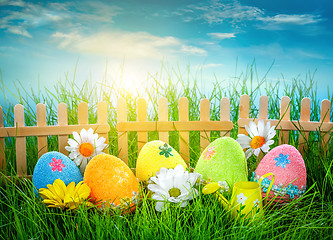 Image showing Decorated easter eggs