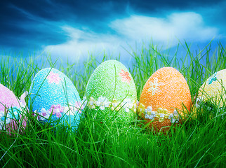 Image showing Decorated easter eggs