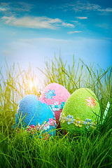 Image showing Decorated easter eggs