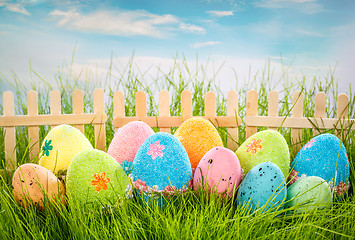 Image showing Decorated easter eggs