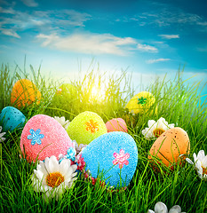 Image showing Decorated easter eggs