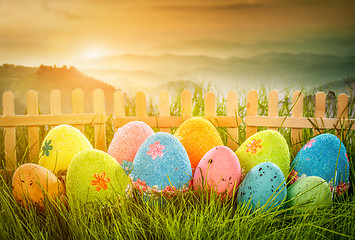 Image showing Decorated easter eggs