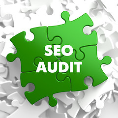 Image showing SEO Audit on Green Puzzle.