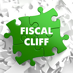 Image showing Fiscal Cliff on Green Puzzle.