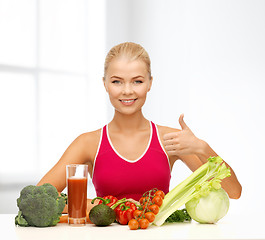 Image showing smiling woman with organic food