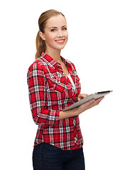 Image showing smiling girl with tablet pc computer